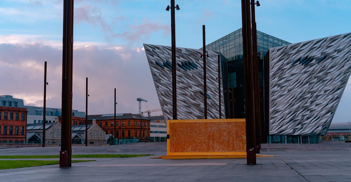 Marcon builds “Disappearing Wall” at the famous Titanic Slipways
